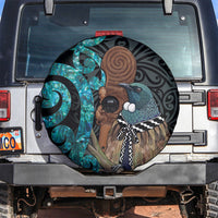 New Zealand Tui Bird Wahaika Spare Tire Cover Maori Weapon Paua Shell Koru Pattern