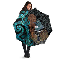 New Zealand Tui Bird Wahaika Umbrella Maori Weapon Paua Shell Koru Pattern