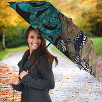 New Zealand Tui Bird Wahaika Umbrella Maori Weapon Paua Shell Koru Pattern