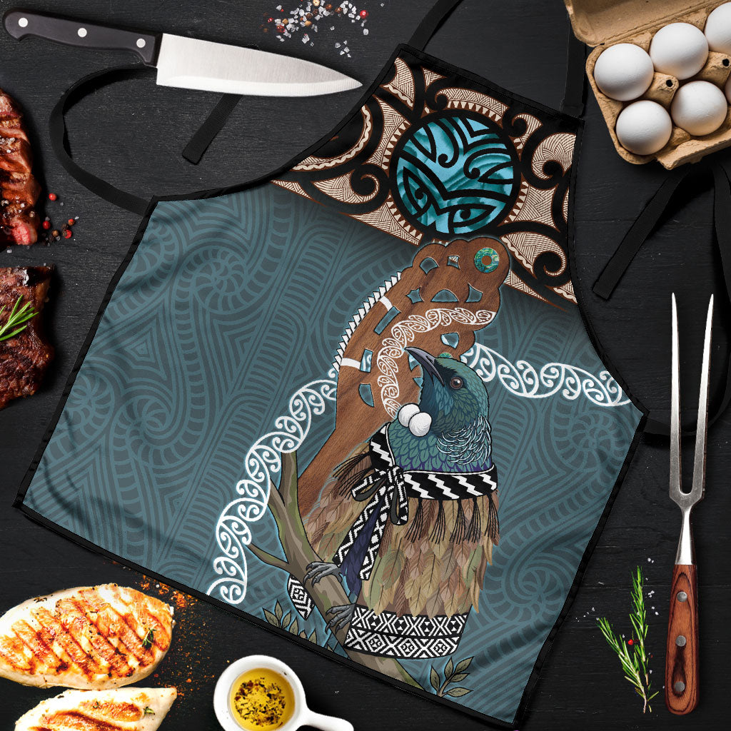 New Zealand Tui Bird Maripi Apron Maori Weapon Kowhaiwhai Pattern