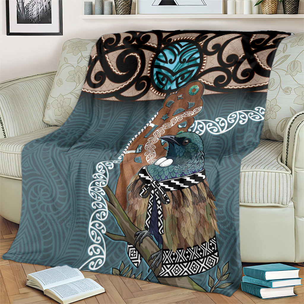 New Zealand Tui Bird Maripi Blanket Maori Weapon Kowhaiwhai Pattern