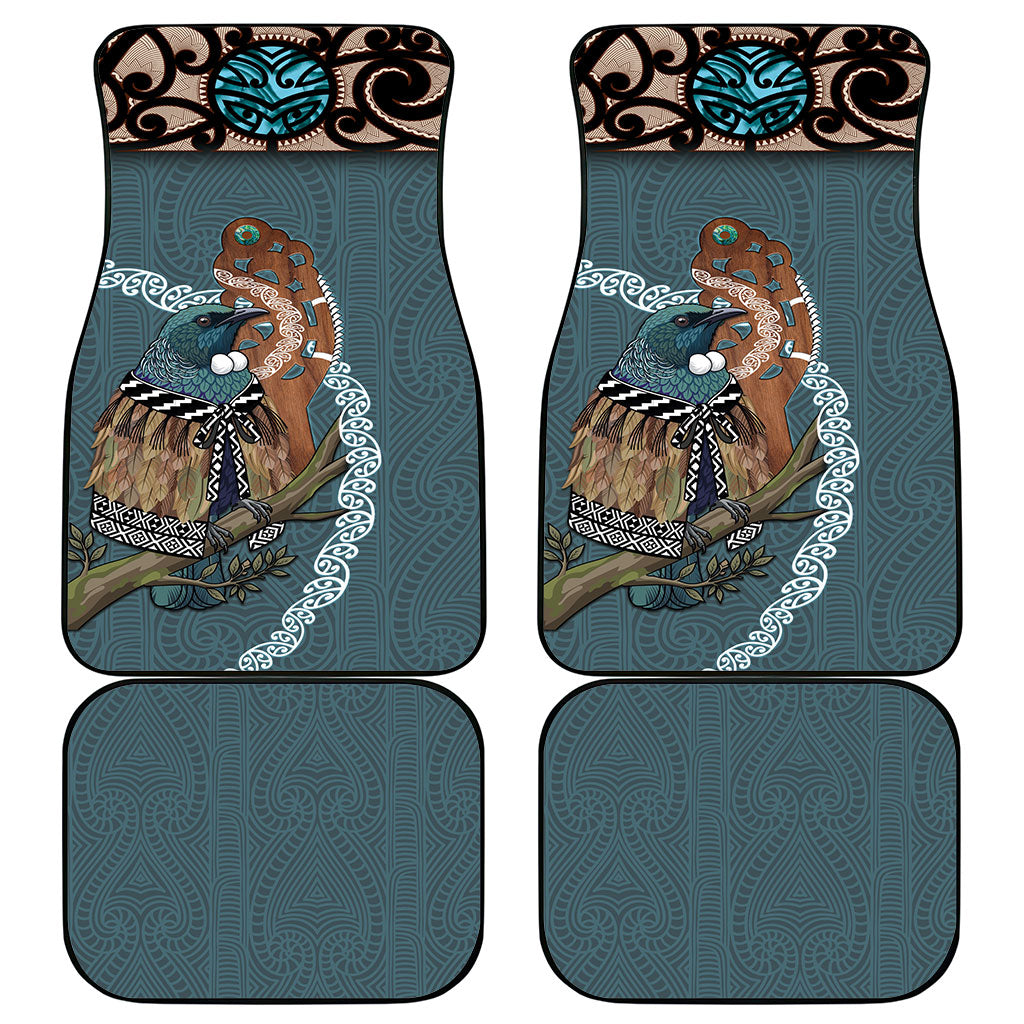 New Zealand Tui Bird Maripi Car Mats Maori Weapon Kowhaiwhai Pattern