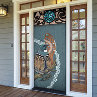 New Zealand Tui Bird Maripi Door Cover Maori Weapon Kowhaiwhai Pattern
