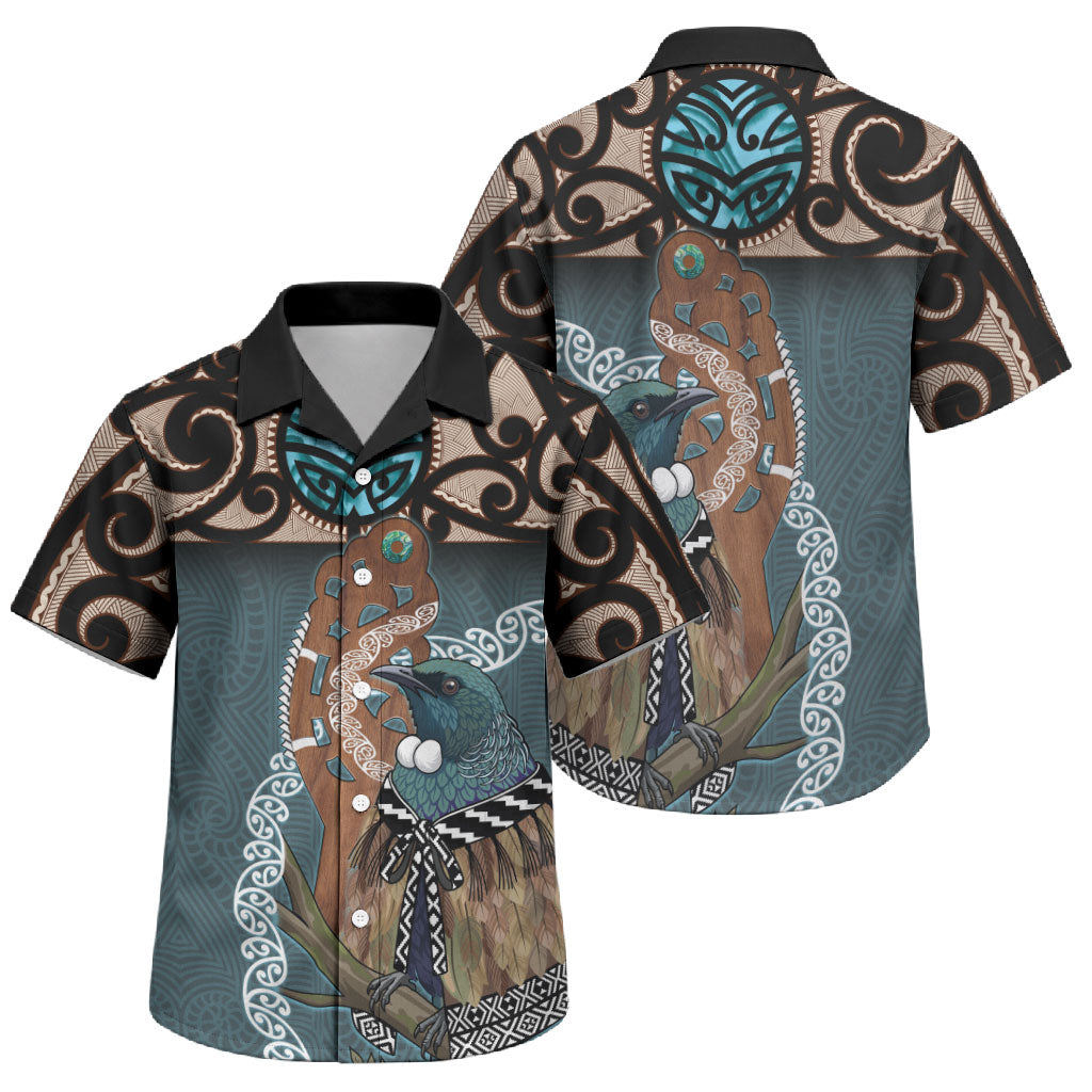 New Zealand Tui Bird Maripi Family Matching Mermaid Dress and Hawaiian Shirt Maori Weapon Kowhaiwhai Pattern