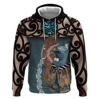 New Zealand Tui Bird Maripi Hoodie Maori Weapon Kowhaiwhai Pattern