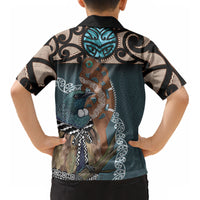 New Zealand Tui Bird Maripi Kid Hawaiian Shirt Maori Weapon Kowhaiwhai Pattern LT22 - Polynesian Pride