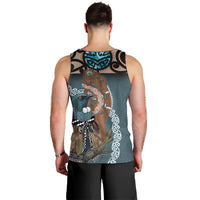New Zealand Tui Bird Maripi Men Tank Top Maori Weapon Kowhaiwhai Pattern