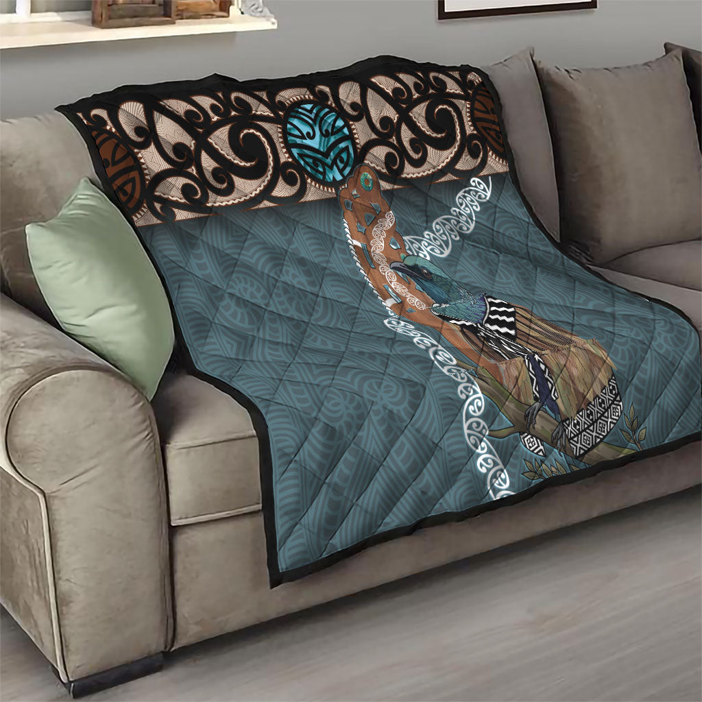 New Zealand Tui Bird Maripi Quilt Maori Weapon Kowhaiwhai Pattern