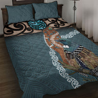 New Zealand Tui Bird Maripi Quilt Bed Set Maori Weapon Kowhaiwhai Pattern