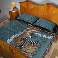 New Zealand Tui Bird Maripi Quilt Bed Set Maori Weapon Kowhaiwhai Pattern