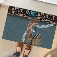 New Zealand Tui Bird Maripi Rubber Doormat Maori Weapon Kowhaiwhai Pattern