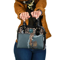 New Zealand Tui Bird Maripi Shoulder Handbag Maori Weapon Kowhaiwhai Pattern