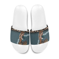 New Zealand Tui Bird Maripi Slide Sandals Maori Weapon Kowhaiwhai Pattern