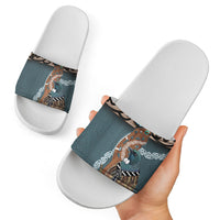 New Zealand Tui Bird Maripi Slide Sandals Maori Weapon Kowhaiwhai Pattern
