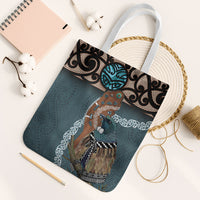 New Zealand Tui Bird Maripi Tote Bag Maori Weapon Kowhaiwhai Pattern