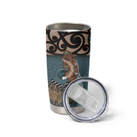 New Zealand Tui Bird Maripi Tumbler Cup Maori Weapon Kowhaiwhai Pattern