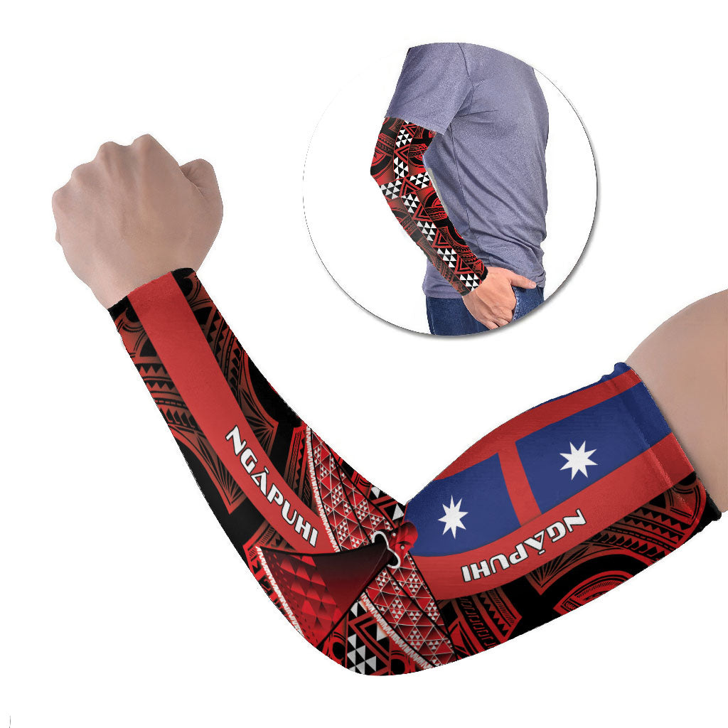 Aotearoa Iwi Ngapuhi Arm Sleeves Tuhoronuku Kite United Tribes Flag Maori Pattern LT22 Set of 2 Red - Polynesian Pride