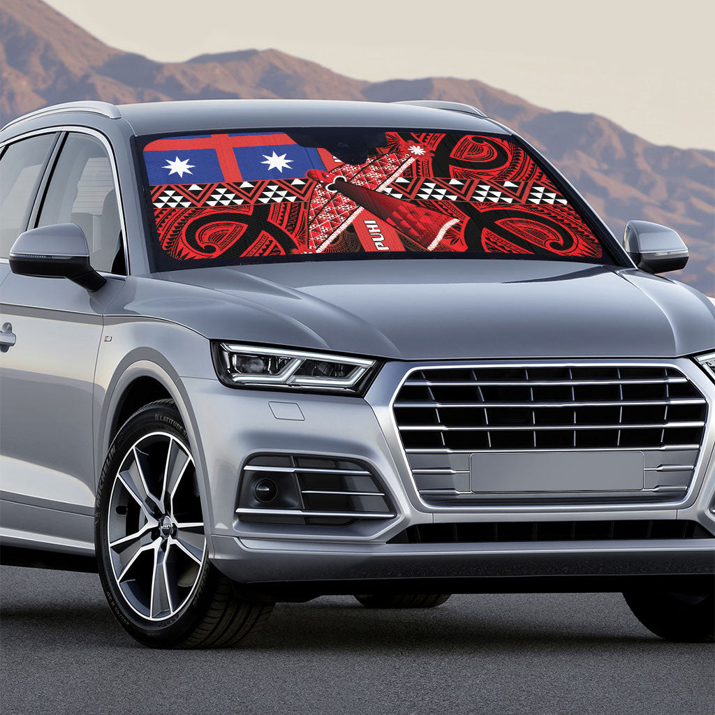 Aotearoa Iwi Ngapuhi Auto Sun Shade Tuhoronuku Kite United Tribes Flag Maori Pattern LT22 - Polynesian Pride