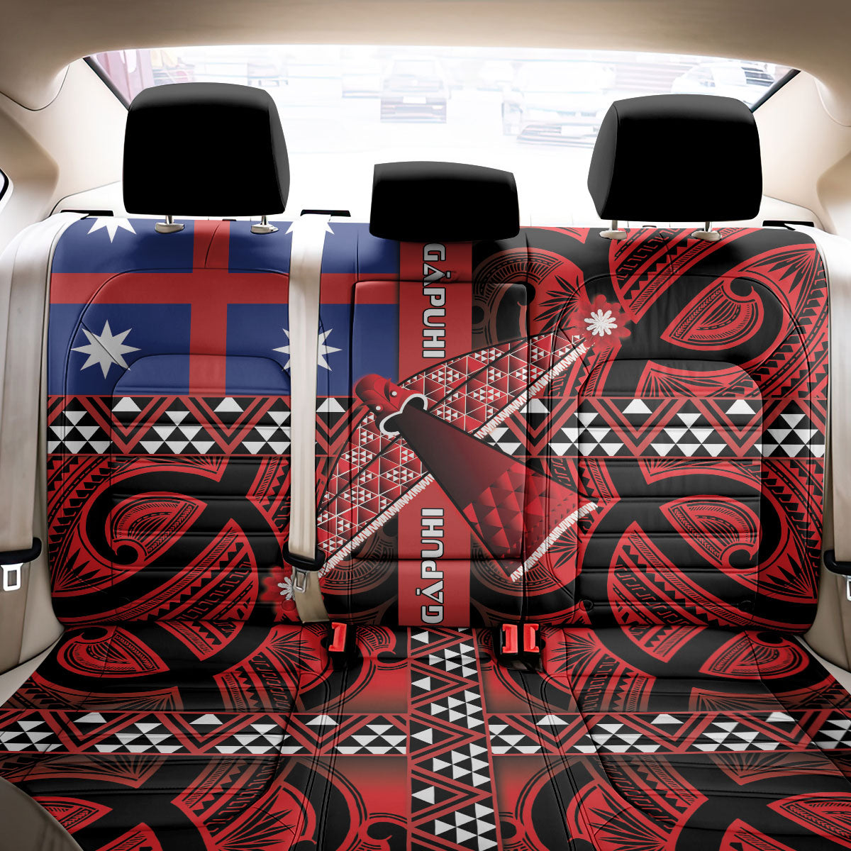 Aotearoa Iwi Ngapuhi Back Car Seat Cover Tuhoronuku Kite United Tribes Flag Maori Pattern LT22 - Polynesian Pride