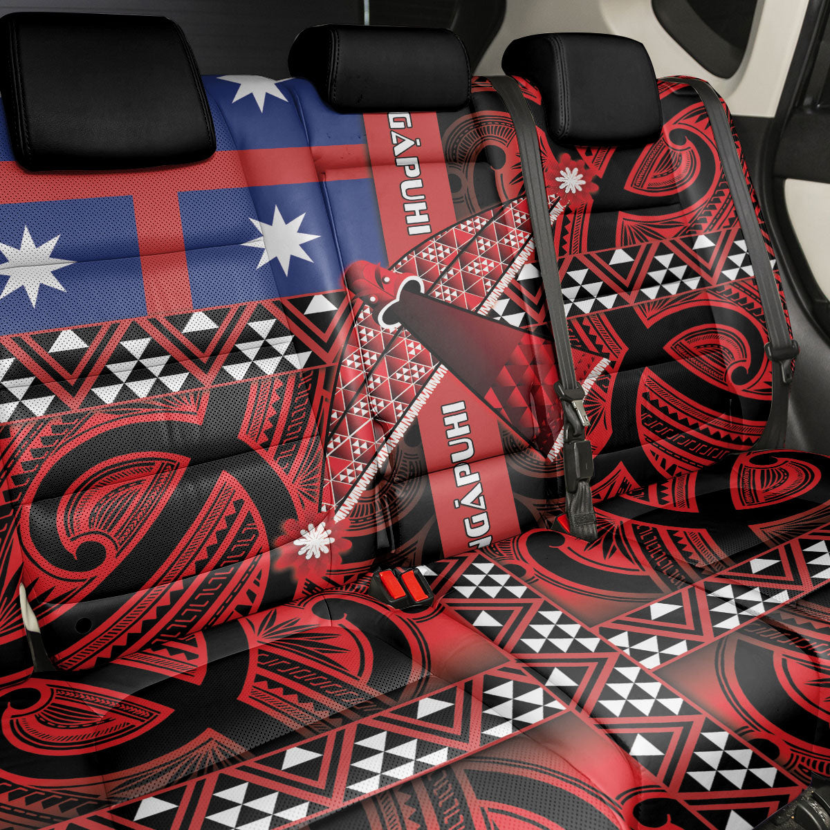 Aotearoa Iwi Ngapuhi Back Car Seat Cover Tuhoronuku Kite United Tribes Flag Maori Pattern LT22 - Polynesian Pride