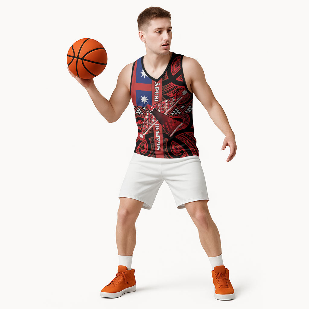 Aotearoa Iwi Ngapuhi Basketball Jersey Tuhoronuku Kite United Tribes Flag Maori Pattern LT22 - Polynesian Pride