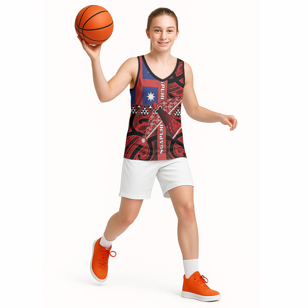 Aotearoa Iwi Ngapuhi Basketball Jersey Tuhoronuku Kite United Tribes Flag Maori Pattern LT22 - Polynesian Pride