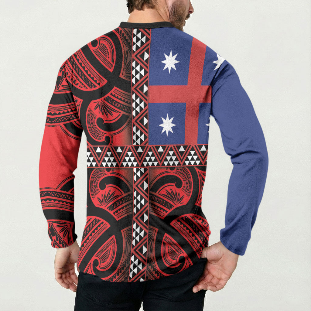 Aotearoa Iwi Ngapuhi Button Sweatshirt Tuhoronuku Kite United Tribes Flag Maori Pattern LT22 - Polynesian Pride