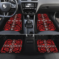 Aotearoa Iwi Ngapuhi Car Mats Tuhoronuku Kite United Tribes Flag Maori Pattern LT22 Set 4pcs Red - Polynesian Pride