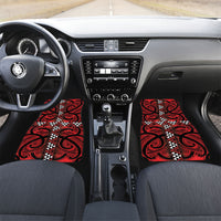 Aotearoa Iwi Ngapuhi Car Mats Tuhoronuku Kite United Tribes Flag Maori Pattern LT22 Set 2pcs - Front Red - Polynesian Pride