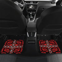 Aotearoa Iwi Ngapuhi Car Mats Tuhoronuku Kite United Tribes Flag Maori Pattern LT22 Set 2pcs - Back Red - Polynesian Pride