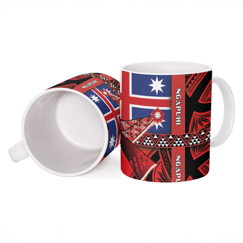 Aotearoa Iwi Ngapuhi Ceramic Mug Tuhoronuku Kite United Tribes Flag Maori Pattern LT22 - Polynesian Pride