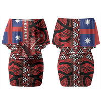 Aotearoa Iwi Ngapuhi Couples Matching Off Shoulder Short Dress and Long Sleeve Button Shirt Tuhoronuku Kite United Tribes Flag Maori Pattern LT22 - Polynesian Pride