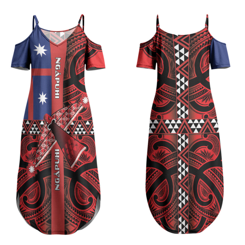 Aotearoa Iwi Ngapuhi Couples Matching Summer Maxi Dress and Long Sleeve Button Shirt Tuhoronuku Kite United Tribes Flag Maori Pattern LT22 - Polynesian Pride