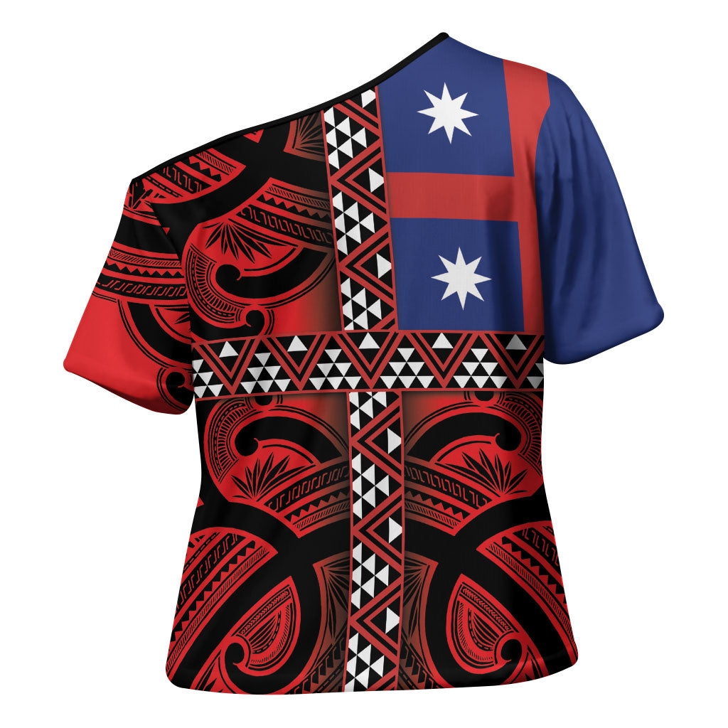 Aotearoa Iwi Ngapuhi Cross Shoulder Shirt Tuhoronuku Kite United Tribes Flag Maori Pattern LT22 - Polynesian Pride