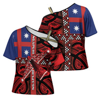 Aotearoa Iwi Ngapuhi Cross Shoulder Shirt Tuhoronuku Kite United Tribes Flag Maori Pattern LT22 - Polynesian Pride