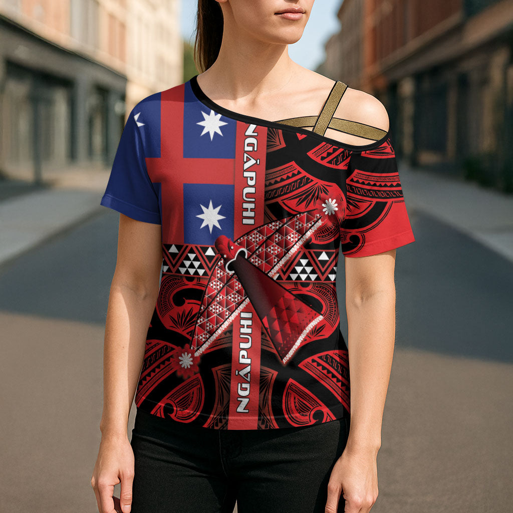 Aotearoa Iwi Ngapuhi Cross Shoulder Shirt Tuhoronuku Kite United Tribes Flag Maori Pattern LT22 - Polynesian Pride