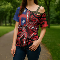 Aotearoa Iwi Ngapuhi Cross Shoulder Shirt Tuhoronuku Kite United Tribes Flag Maori Pattern LT22 - Polynesian Pride