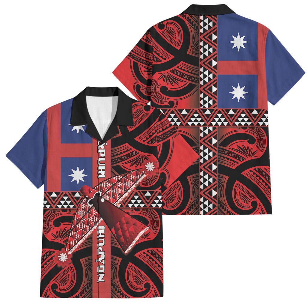 Aotearoa Iwi Ngapuhi Family Matching Mermaid Dress and Hawaiian Shirt Tuhoronuku Kite United Tribes Flag Maori Pattern LT22 Dad's Shirt - Short Sleeve Red - Polynesian Pride