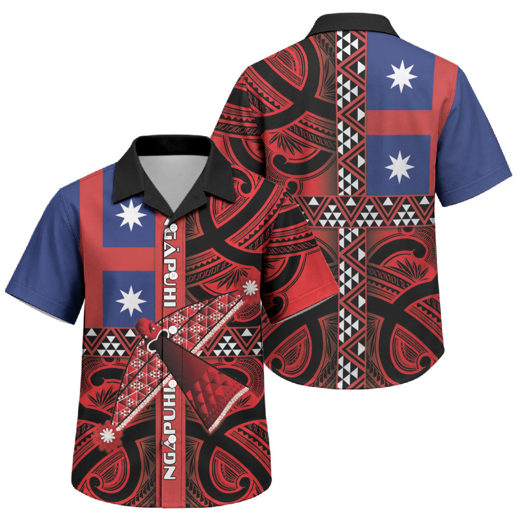 Aotearoa Iwi Ngapuhi Family Matching Mermaid Dress and Hawaiian Shirt Tuhoronuku Kite United Tribes Flag Maori Pattern LT22 Son's Shirt Red - Polynesian Pride