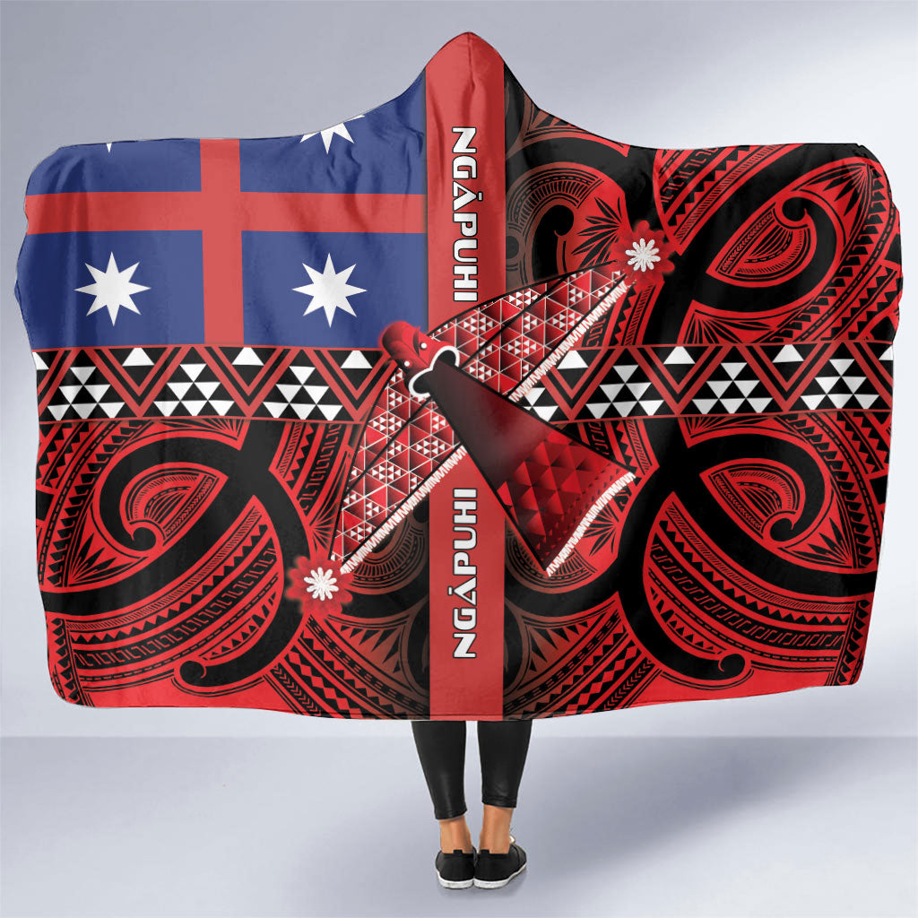 Aotearoa Iwi Ngapuhi Hooded Blanket Tuhoronuku Kite United Tribes Flag Maori Pattern LT22 One Size Red - Polynesian Pride