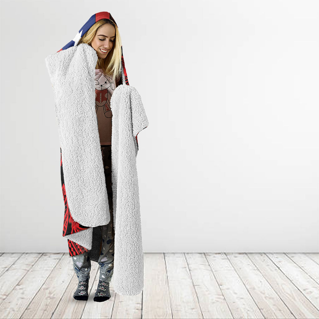 Aotearoa Iwi Ngapuhi Hooded Blanket Tuhoronuku Kite United Tribes Flag Maori Pattern LT22 - Polynesian Pride