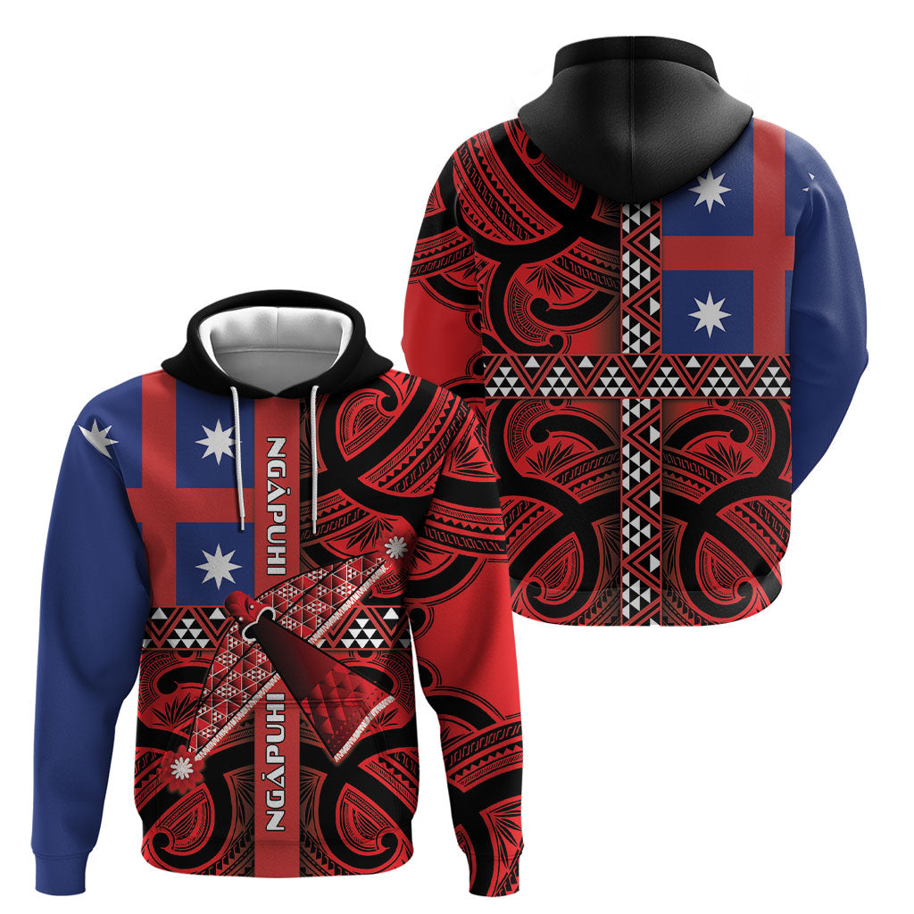 Aotearoa Iwi Ngapuhi Hoodie Tuhoronuku Kite United Tribes Flag Maori Pattern LT22 - Polynesian Pride