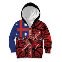 Aotearoa Iwi Ngapuhi Kid Hoodie Tuhoronuku Kite United Tribes Flag Maori Pattern LT22 Zip Hoodie Red - Polynesian Pride