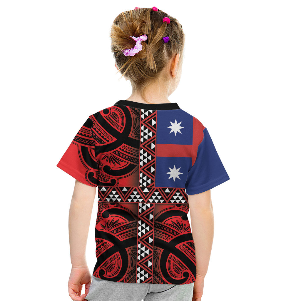 Aotearoa Iwi Ngapuhi Kid T Shirt Tuhoronuku Kite United Tribes Flag Maori Pattern LT22 - Polynesian Pride