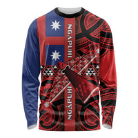 Aotearoa Iwi Ngapuhi Long Sleeve Shirt Tuhoronuku Kite United Tribes Flag Maori Pattern LT22 Unisex Red - Polynesian Pride