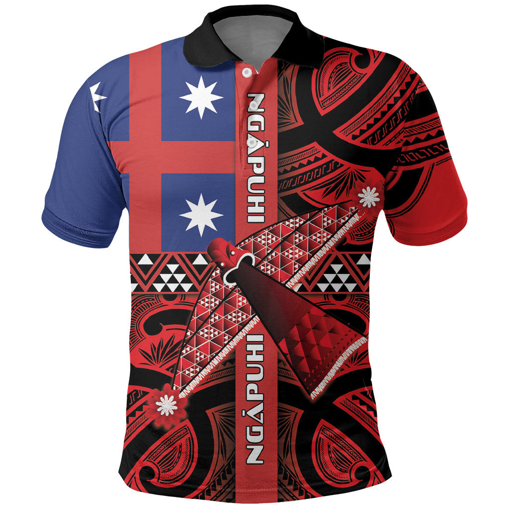 Aotearoa Iwi Ngapuhi Polo Shirt Tuhoronuku Kite United Tribes Flag Maori Pattern LT22 Red - Polynesian Pride