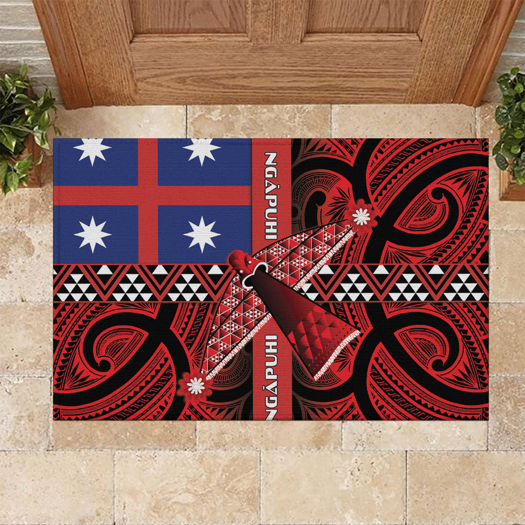 Aotearoa Iwi Ngapuhi Rubber Doormat Tuhoronuku Kite United Tribes Flag Maori Pattern LT22 Red - Polynesian Pride