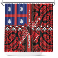 Aotearoa Iwi Ngapuhi Shower Curtain Tuhoronuku Kite United Tribes Flag Maori Pattern LT22 Red - Polynesian Pride