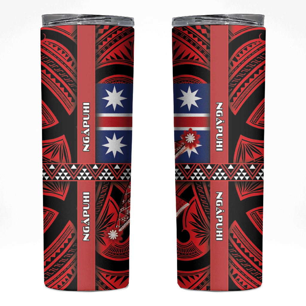 Aotearoa Iwi Ngapuhi Skinny Tumbler Tuhoronuku Kite United Tribes Flag Maori Pattern LT22 Red - Polynesian Pride
