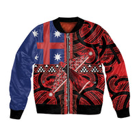Aotearoa Iwi Ngapuhi Sleeve Zip Bomber Jacket Tuhoronuku Kite United Tribes Flag Maori Pattern LT22 Unisex Red - Polynesian Pride